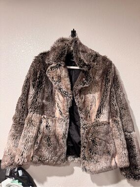 Express Women's Brown Faux Fur Teddy Jacket